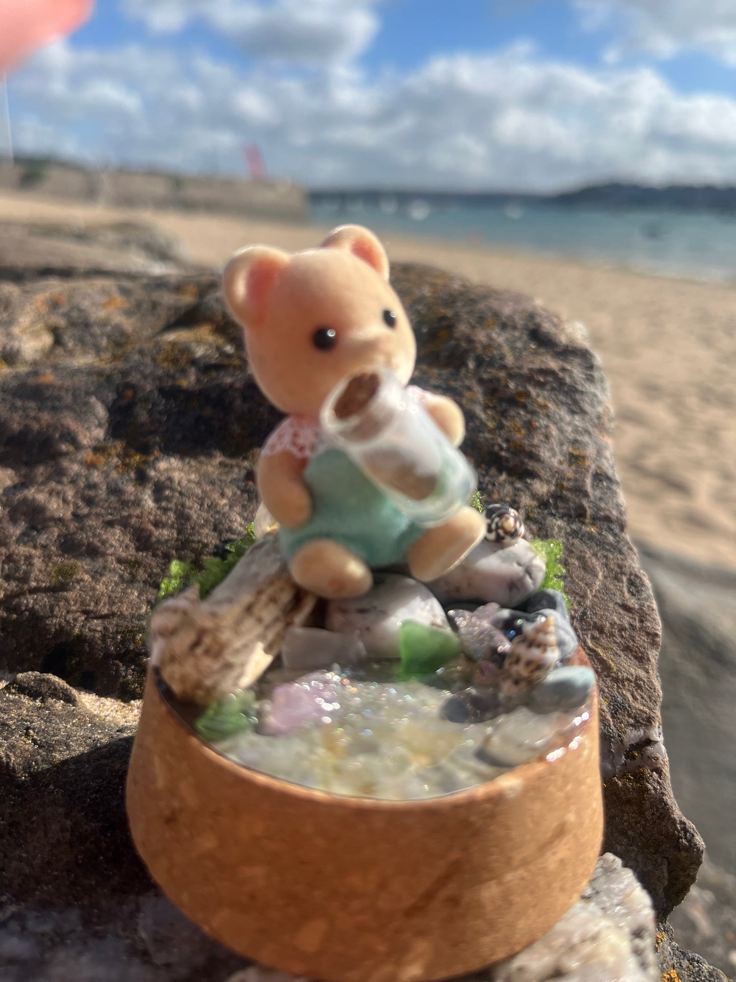 Bertie Bear Seaglass Collector – Tiny Tails Under Glass