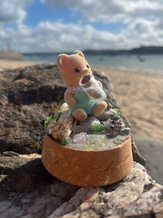 Bertie Bear Seaglass Collector – Tiny Tails Under Glass